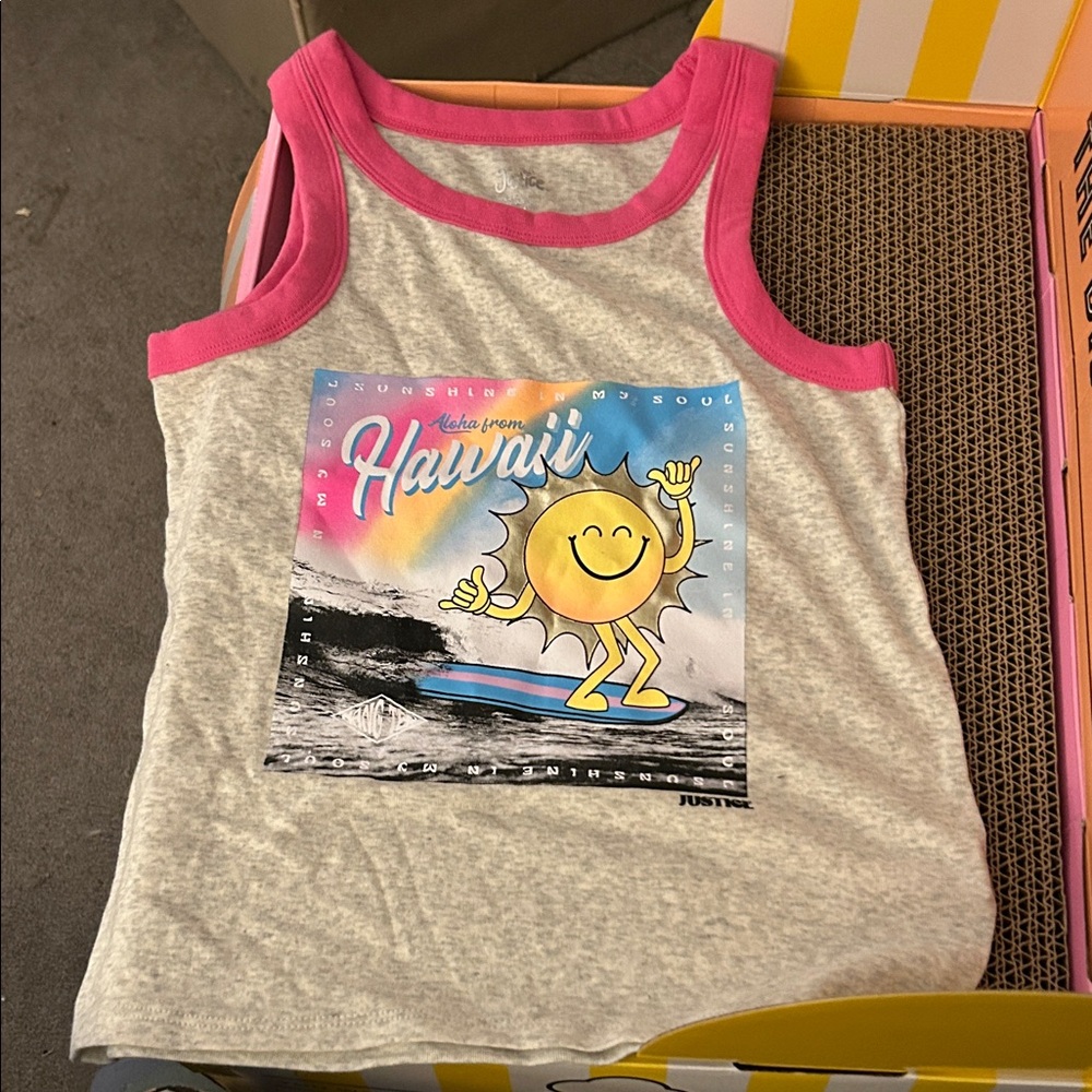 Justice Pink and Gray Hawaii Tank Top